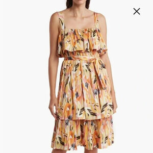 mila mae pleated dress Print Pleated Sleeveless Maxi Dress (Women)